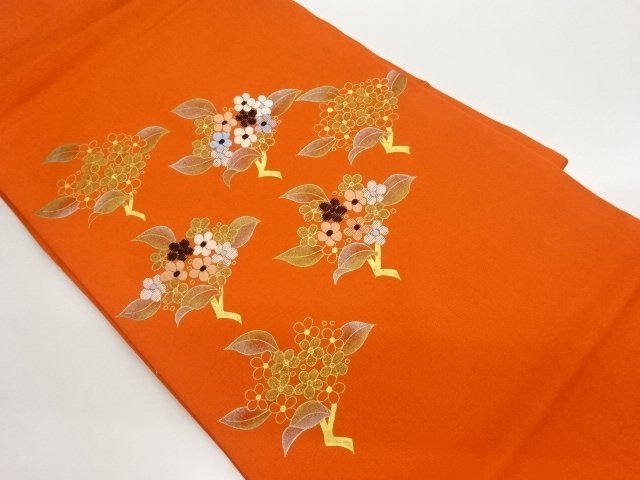 塩瀬金彩梅模様刺繍名古屋帯